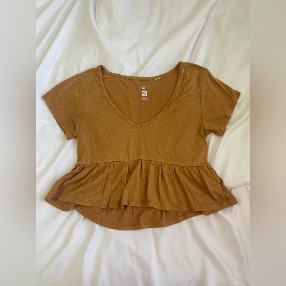 Pacsun Me to We Cropped Tan Blouse